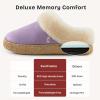 EverFoams Women’s Microsuede Slippers Comfy Memory Foam Non-slip Indoor House Shoes with Fuzzy Collar(Purple)