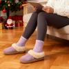 EverFoams Women’s Microsuede Slippers Comfy Memory Foam Non-slip Indoor House Shoes with Fuzzy Collar(Purple)