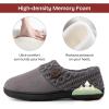 EverFoams Women’s Microsuede Slippers Warm Comfy Memory Foam Indoor House Shoes with Knit Collar(Light Gray)