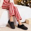 EverFoams Women’s Microsuede Slippers Warm Comfy Memory Foam Indoor House Shoes with Knit Collar(Mysterious Black)