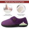 EverFoams Women’s Microsuede Slippers Warm Comfy Memory Foam Indoor House Shoes with Knit Collar(Purple)