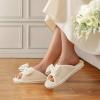 EverFoams Women’s Open-Toe Bow Slippers with Memory Foam Indoor House Non-Slip Sole(Pearl White)