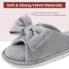 EverFoams Women’s Open-Toe Bow Slippers with Memory Foam Indoor House Non-Slip Sole(Ultimate Gray)