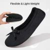 EverFoams Women’s Satin Memory Foam Ballerina Slippers Cute House Shoes with Indoor Rubber Sole(Black)