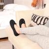 EverFoams Women’s Satin Memory Foam Ballerina Slippers Cute House Shoes with Indoor Rubber Sole(Black)