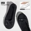 EverFoams Women’s Satin Memory Foam Ballerina Slippers Cute House Shoes with Indoor Rubber Sole(Black)