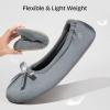 EverFoams Women’s Satin Memory Foam Ballerina Slippers Cute House Shoes with Indoor Rubber Sole(Grey)