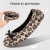 EverFoams Women’s Satin Memory Foam Ballerina Slippers Cute House Shoes with Indoor Rubber Sole(Leopard)