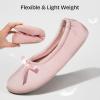 EverFoams Women’s Satin Memory Foam Ballerina Slippers Cute House Shoes with Indoor Rubber Sole(Pink)