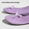 EverFoams Women’s Satin Memory Foam Ballerina Slippers Cute House Shoes with Indoor Rubber Sole(Purple)