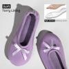 EverFoams Women’s Satin Memory Foam Ballerina Slippers Cute House Shoes with Indoor Rubber Sole(Purple)