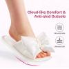 EverFoams Women’s Satin Open-Toe Bow Slippers Memory Foam Indoor Bedroom House Shoes