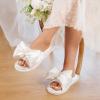 EverFoams Women’s Satin Open-Toe Bow Slippers Memory Foam Indoor Bedroom House Shoes