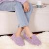 EverFoams Women’s Soft Curly Full Slippers Memory Foam Lightweight House Shoes Cozy Loafer with Polar Fleece Lining(Purple)