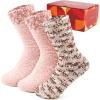 EverFoams Cozy Chenille Socks 3-Pair Set(Velvet Double Pink)