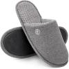 EverFoams Men’s Cotton Knit Slippers Lightweight Memory Foam Indoor House Shoes with Anti-Skid Sole(Grey)