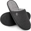 EverFoams Men’s Cotton Knit Slippers Lightweight Memory Foam Indoor House Shoes with Anti-Skid Sole(Lead Gray)