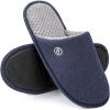 EverFoams Men’s Cotton Knit Slippers Lightweight Memory Foam Indoor House Shoes with Anti-Skid Sole(Navy Blue)