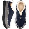 EverFoams Men’s Moccasin Slippers Memory Foam Indoor/Outdoor Warm Suede House Shoes with Fuzzy Sherpa Lining(Navy)