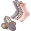 EverFoams Warm Women’s Slippers Socks Set – Soft Full Cozy Loafer Slippers (Size 11-12, Grey) – Cozy Chenille Socks 3-Pair Set (Free Size, Misty Pastels)