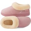EverFoams Women’s Bootie Slippers Faux Fur Ladies Bedroom House Shoes with Memory Foam and Indoor Outdoor Rubber Sole(Dusty Pink)