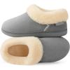 EverFoams Women’s Bootie Slippers Faux Fur Ladies Bedroom House Shoes with Memory Foam and Indoor Outdoor Rubber Sole(Storm Gray)
