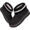 EverFoams Women’s Bootie Slippers Non-slip Comfy Winter Indoor House Shoes with Knitted Collar(Mysterious Black)
