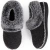 EverFoams Women’s Bootie Slippers Warm Soft Comfy Memory Foam Non-slip Indoor House Shoes with Fluffy Collar(Black)