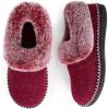 EverFoams Women’s Bootie Slippers Warm Soft Comfy Memory Foam Non-slip Indoor House Shoes with Fluffy Collar(Burgundy)