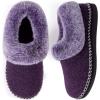 EverFoams Women’s Bootie Slippers Warm Soft Comfy Memory Foam Non-slip Indoor House Shoes with Fluffy Collar(Purple)