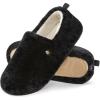 EverFoams Women’s Closed Back Slippers Fuzzy Faux Wool Soft Lightweight Non Slip House Shoes(Dark Black)