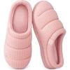 EverFoams Women’s Cozy Waffle Slippers Soft Quilted Memory Foam Indoor House Shoes(Light Pink)