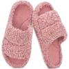 EverFoams Women’s Fashionable Open-toe Slippers with Cozy Plush Non-Slip Sole(Blush Pink)