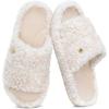 EverFoams Women’s Fashionable Open-toe Slippers with Cozy Plush Non-Slip Sole(Cream White)