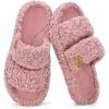 EverFoams Womens Fuzzy Open-toe Slippers Soft Comfy Memory Foam Indoor House Shoes(Dusty Rose)