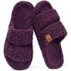 EverFoams Womens Fuzzy Open-toe Slippers Soft Comfy Memory Foam Indoor House Shoes(Plum Violet)