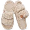 EverFoams Womens Fuzzy Open-toe Slippers Soft Comfy Memory Foam Indoor House Shoes(Vintage Khaki)