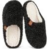 EverFoams Women’s Fuzzy Slip-on Slippers Soft Comfy Memory Foam Indoor House Shoes(Black)