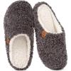 EverFoams Women’s Fuzzy Slip-on Slippers Soft Comfy Memory Foam Indoor House Shoes(Dark Grey)