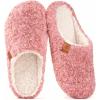 EverFoams Women’s Fuzzy Slip-on Slippers Soft Comfy Memory Foam Indoor House Shoes(Dusky Pink)