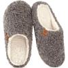 EverFoams Women’s Fuzzy Slip-on Slippers Soft Comfy Memory Foam Indoor House Shoes(Grey)