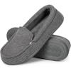 EverFoams Women’s Lightweight Indoor Outdoor Memory Foam House Shoes, Comfy Breathable Waffle Knitted Moccasins Loafer Slippers Grey, 7 US