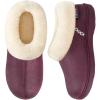 EverFoams Women’s Microsuede Cozy Memory Foam Winter Slippers with Fuzzy Faux Fur Collar and Indoor Outdoor Rubber Sole(Purple)