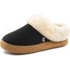 EverFoams Women’s Microsuede Slippers Comfy Memory Foam Non-slip Indoor House Shoes with Fuzzy Collar(Ink Black)