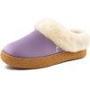 EverFoams Women’s Microsuede Slippers Comfy Memory Foam Non-slip Indoor House Shoes with Fuzzy Collar(Purple)