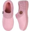 EverFoams Women’s Microsuede Slippers Warm Comfy Memory Foam Indoor House Shoes with Knit Collar(Pink)
