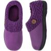 EverFoams Women’s Microsuede Slippers Warm Comfy Memory Foam Indoor House Shoes with Knit Collar(Purple)