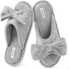EverFoams Women’s Open-Toe Bow Slippers with Memory Foam Indoor House Non-Slip Sole(Ultimate Gray)
