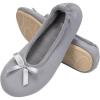 EverFoams Women’s Satin Memory Foam Ballerina Slippers Cute House Shoes with Indoor Rubber Sole(Grey)