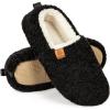 EverFoams Women’s Soft Curly Full Slippers Memory Foam Lightweight House Shoes Cozy Loafer with Polar Fleece Lining(Black)